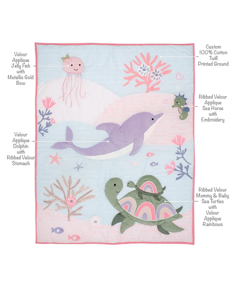 Lambs & Ivy Sea Dreams 3-Piece Dolphin/Turtle Nautical Baby Crib Bedding Set