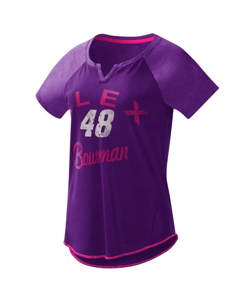 Women's G-iii 4Her by Carl Banks Purple Alex Bowman Grand Slam Tri-Blend Notch V-Neck T-shirt