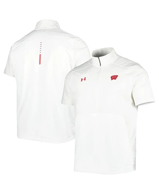 Men's Under Armour White Wisconsin Badgers Motivate 2.0 Half-Zip Jacket
