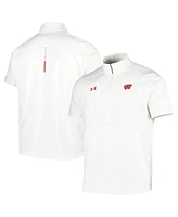 Men's Under Armour White Wisconsin Badgers Motivate 2.0 Half-Zip Jacket