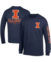 Men's Champion Navy Illinois Fighting Illini Team Stack Long Sleeve T-shirt