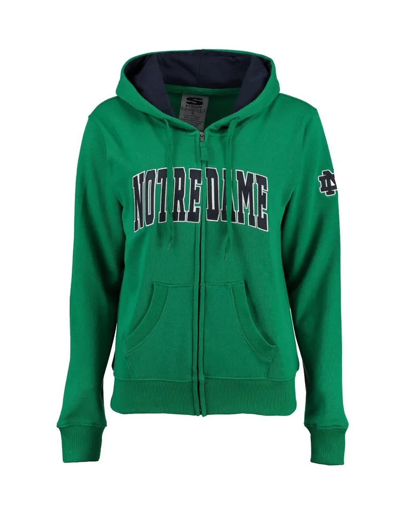 Women's Stadium Athletic Kelly Green Notre Dame Fighting Irish Arched Name Full-Zip Hoodie