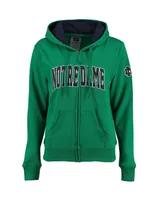 Women's Stadium Athletic Kelly Green Notre Dame Fighting Irish Arched Name Full-Zip Hoodie