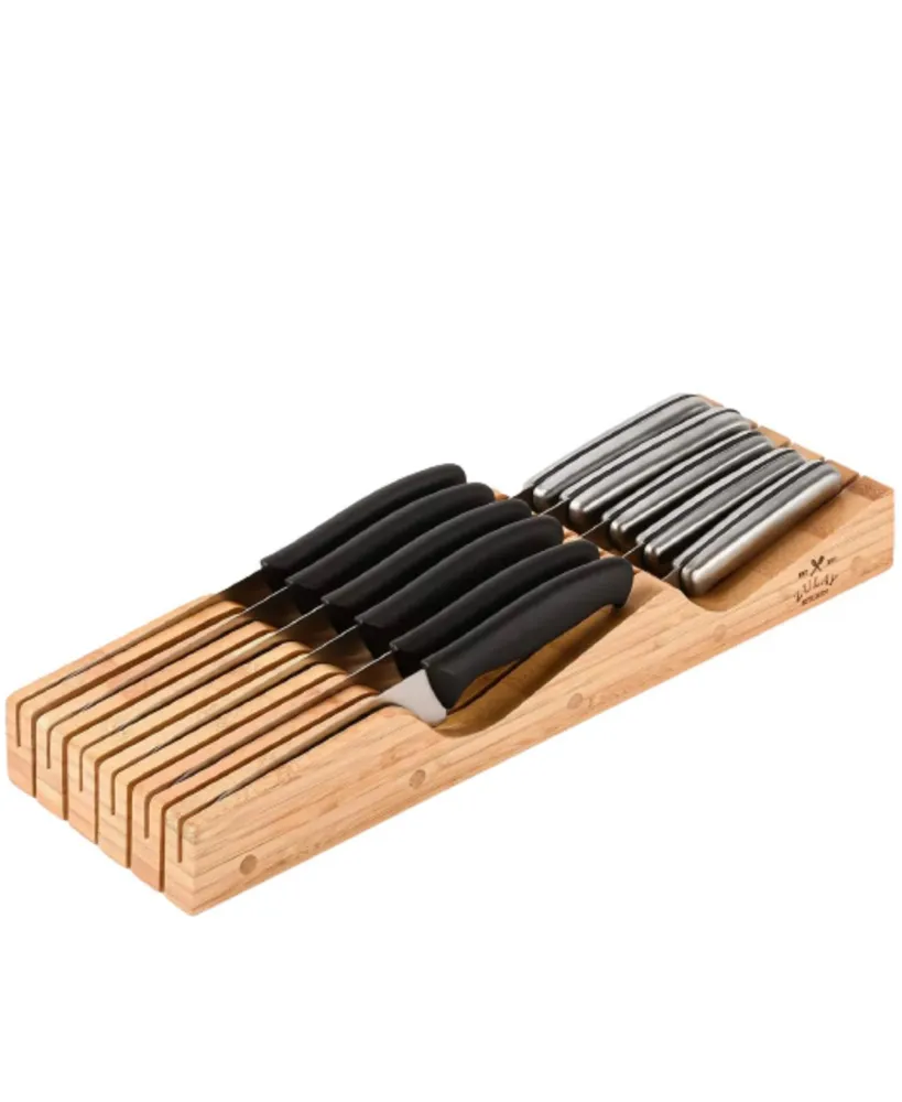 Zulay Kitchen Bamboo Knife Drawer Organizer Insert - Edge-Protecting Knife Organizer Block Holds Up To 11 Knives