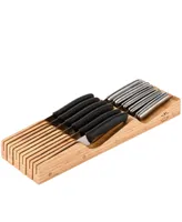 Zulay Kitchen Bamboo Knife Drawer Organizer Insert - Edge-Protecting Knife Organizer Block Holds Up To 11 Knives