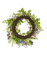 National Tree Company 20" Flowering Eggs Easter Wreath