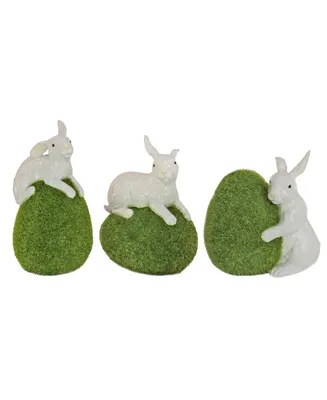 National Tree Company Cottontail with Moss Egg, Set of 3