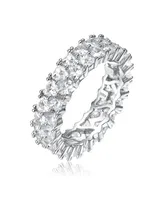 Rachel Glauber Ra White Gold Plated Clear Cubic Zirconia Band Ring