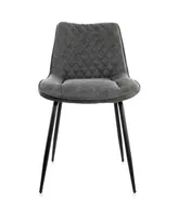 Elama 2 Piece Vintage Faux Leather Tufted Chair in Gray