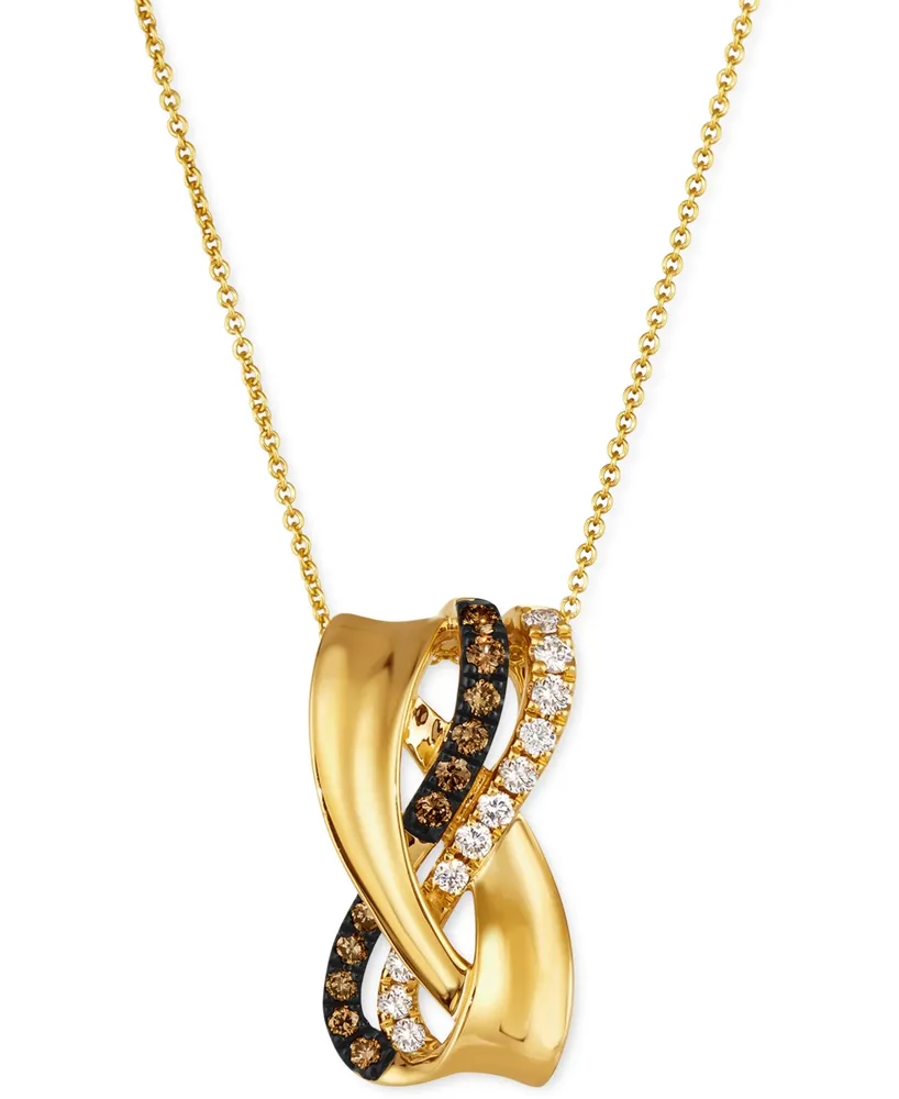 Le Vian Chocolate Diamond (1/5 ct. t.w.) & Nude Diamond (1/5 ct. t.w.) Crossover 18" Pendant Necklace in 14k Gold
