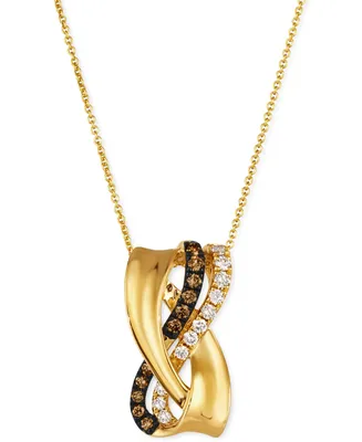 Le Vian Chocolate Diamond (1/5 ct. t.w.) & Nude Diamond (1/5 ct. t.w.) Crossover 18" Pendant Necklace in 14k Gold