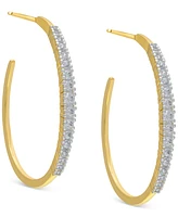 Black Spinel & Out Medium Hoop Earrings (1-3/4 ct. t.w.) 14k Gold-Plated Sterling Silver, 1.2" (Also Lab-Grown White Sapphire)