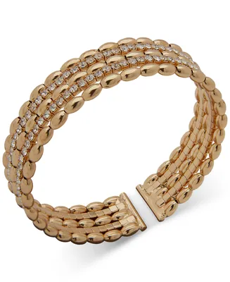 Anne Klein Gold-Tone Crystal Cuff Slip On Boxed Bracelet