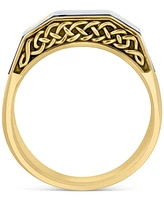 Effy Men's Onyx Geometric Ring in 14k Gold-Plated Sterling Silver