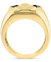 Effy Men's Black Spinel Lion Ring (1/10 ct. t.w.) in 14k Gold-Plated Sterling Silver