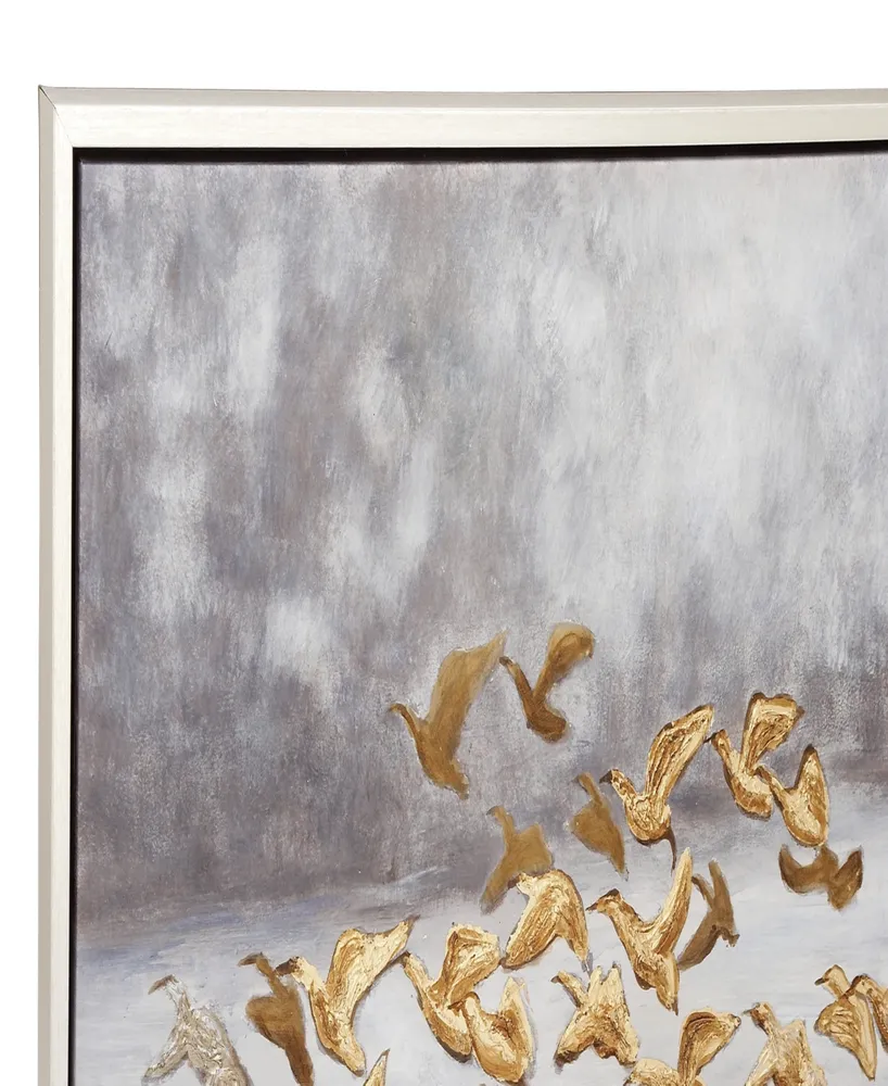 Rosemary Lane Canvas Bird Framed Wall Art with Silver-Tone Frame, 45" x 1" x 34"