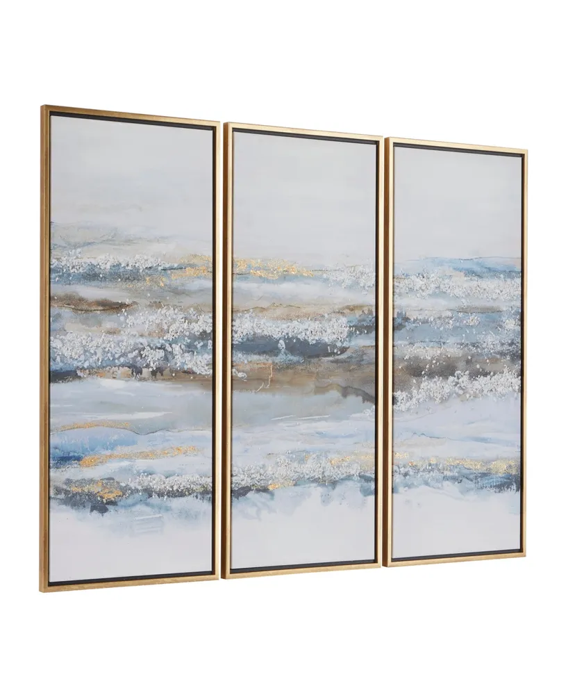 Rosemary Lane Canvas Landscape Framed Wall Art with Gold-Tone Frame Set of 3, 20" x 39"