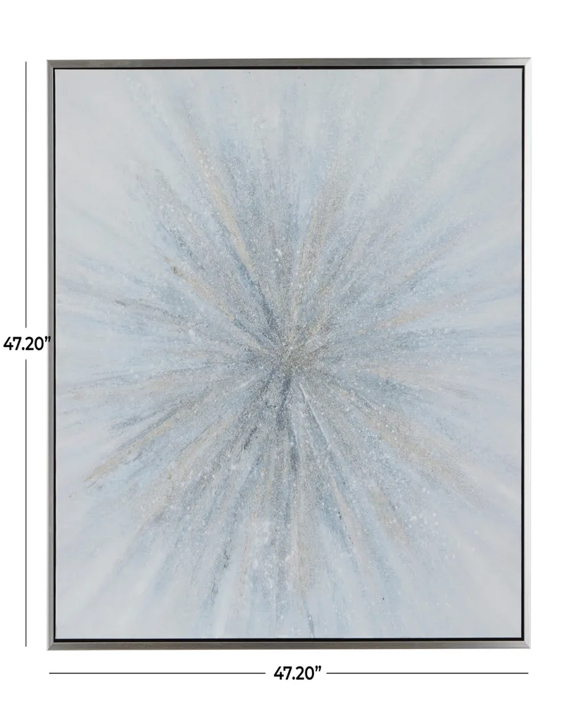 Rosemary Lane Canvas Radial Starburst Framed Wall Art with Silver-Tone Frame, 47" x 2" x 47"