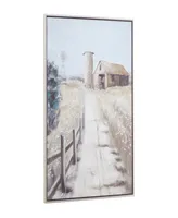 Rosemary Lane Canvas Barn Landscape Framed Wall Art with Silver-Tone Frame, 32" x 2" x 48"