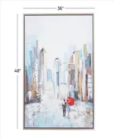 Rosemary Lane Canvas City Framed Wall Art with Silver-Tone Frame, 36" x 2" x 48"