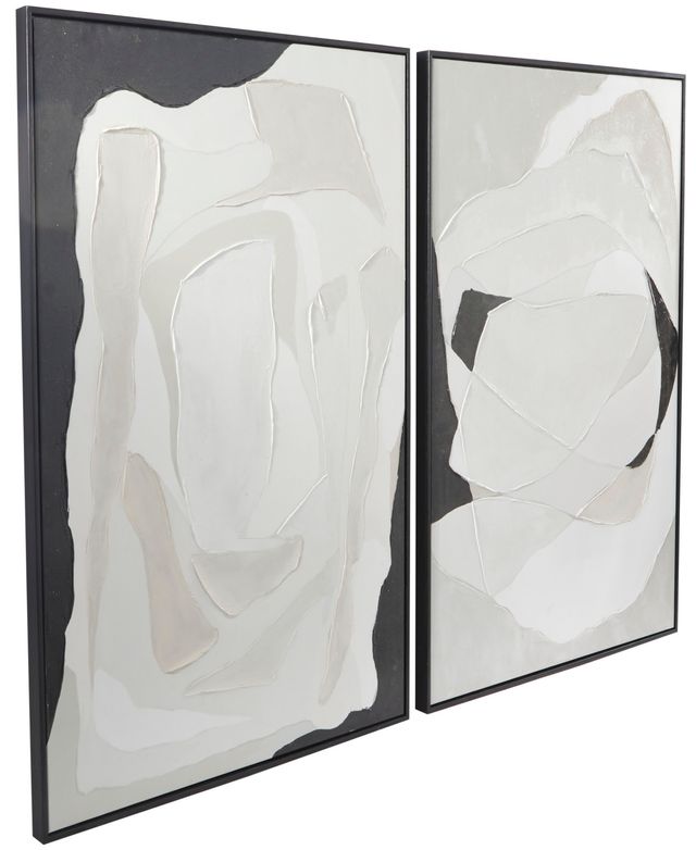 Rosemary Lane Canvas Abstract Framed Wall Art with Black Frame Set of 2, 29.50" x 39.50"