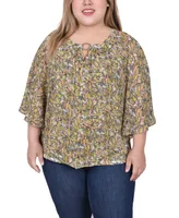 Ny Collection Plus Chiffon Poncho Top with Ring