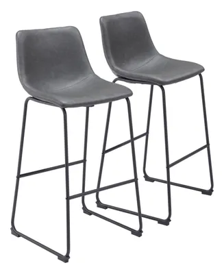 Zuo 39" each, Set of 2 Steel, Polyurethane Smart Bar Chair