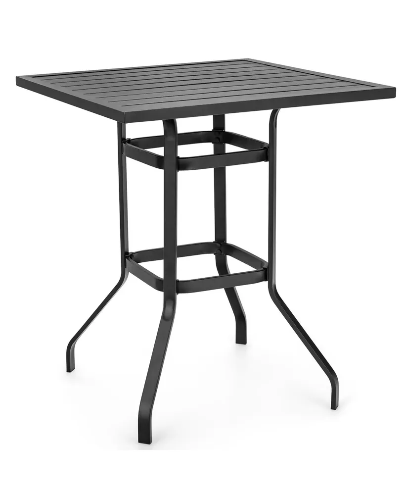 Costway 32'' Patio Square Bar Table Metal Cafe Bistro Table Garden Deck