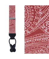 Trafalgar Men's Cody Terra Cotta Exploded Paisley Elastic Button End Suspenders