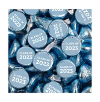 Just Candy 100 Pcs Light Blue Graduation Candy Hershey's Kisses Milk Chocolate (1lb, Approx. 100 Pcs)