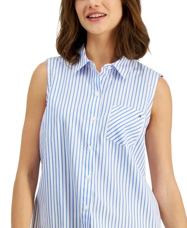 Women's Cotton Pinstripe Button-Down Shirt