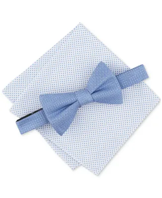 Alfani Men's Minetta Solid Bow Tie & Textured Pocket Square Set, Created for Macy's