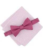 Alfani Men's Minetta Solid Bow Tie & Textured Pocket Square Set, Created for Macy's