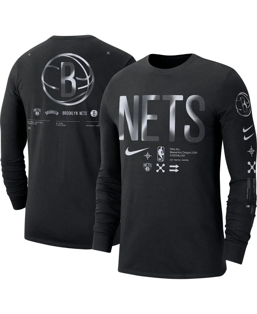 Men's Nike Black Brooklyn Nets Essential Air Traffic Control Long Sleeve T-shirt