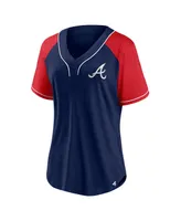 Women's Fanatics Navy Atlanta Braves Ultimate Style Raglan V-Neck T-shirt