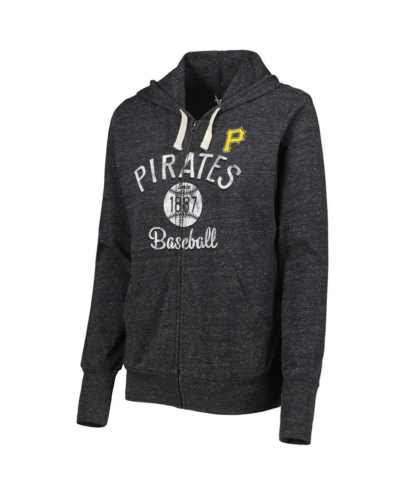 Women's Touch Black Pittsburgh Pirates Training Camp Tri-Blend Full-Zip Hoodie