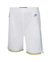 Big Boys and Girls Nike White Los Angeles Lakers Hardwood Classics Swingman Shorts