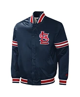 Men's Starter Navy St. Louis Cardinals Slider Satin Full-Snap Varsity Jacket