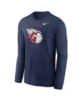 Men's Nike Navy Cleveland Guardians Over Arch Performance Long Sleeve T-shirt