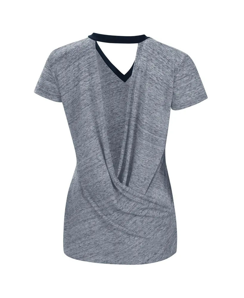 Women's Touch Navy Milwaukee Brewers Halftime Back Wrap Top V-Neck T-shirt