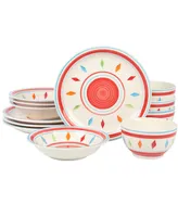 Gibson Home Heidy 12 Piece Hand Painted Dinnerware Sets, Service for 4