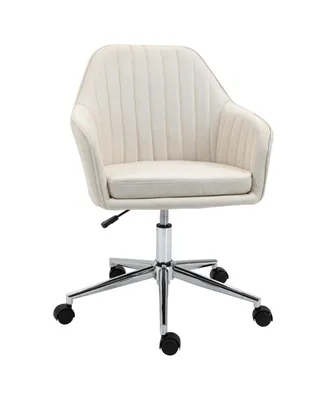 Vinsetto Office Computer Chair w/Tub Shape Design, & Lined Pattern Back, Beige