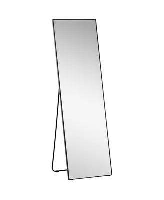 Homcom 62.5" Wall Hanging Full Length Mirror, Standing Bathroom Mirror, Black