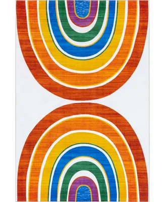 nuLoom Revel Classic Double Rainbow Washable Kids 3' x 5' Area Rug