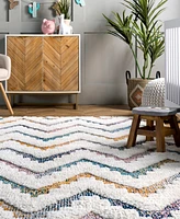 nuLoom Loft Rumi High-Low Chevron Kids Tassel 5'3" x 7'6" Area Rug