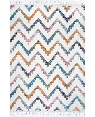 nuLoom Loft Rumi High-Low Chevron Kids Tassel 7'10" x 10' Area Rug