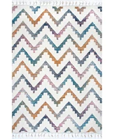 nuLoom Loft Rumi High-Low Chevron Kids Tassel 7'10" x 10' Area Rug