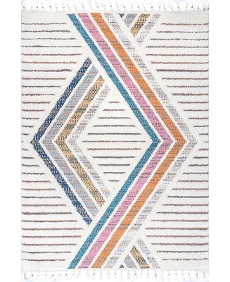 nuLoom Loft Angela High-Low Modern Diamond Tassel 7'10" x 10' Area Rug