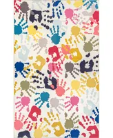 nuLoom Aurora Pinkie Washable Handprint Kids 3' x 5' Area Rug