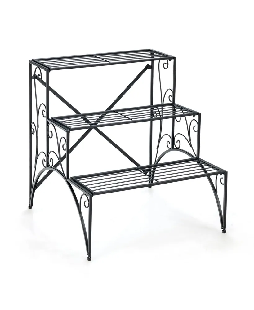 Costway 3 Tier Stair Style Metal Plant Stand Garden Shelf Flower Pot